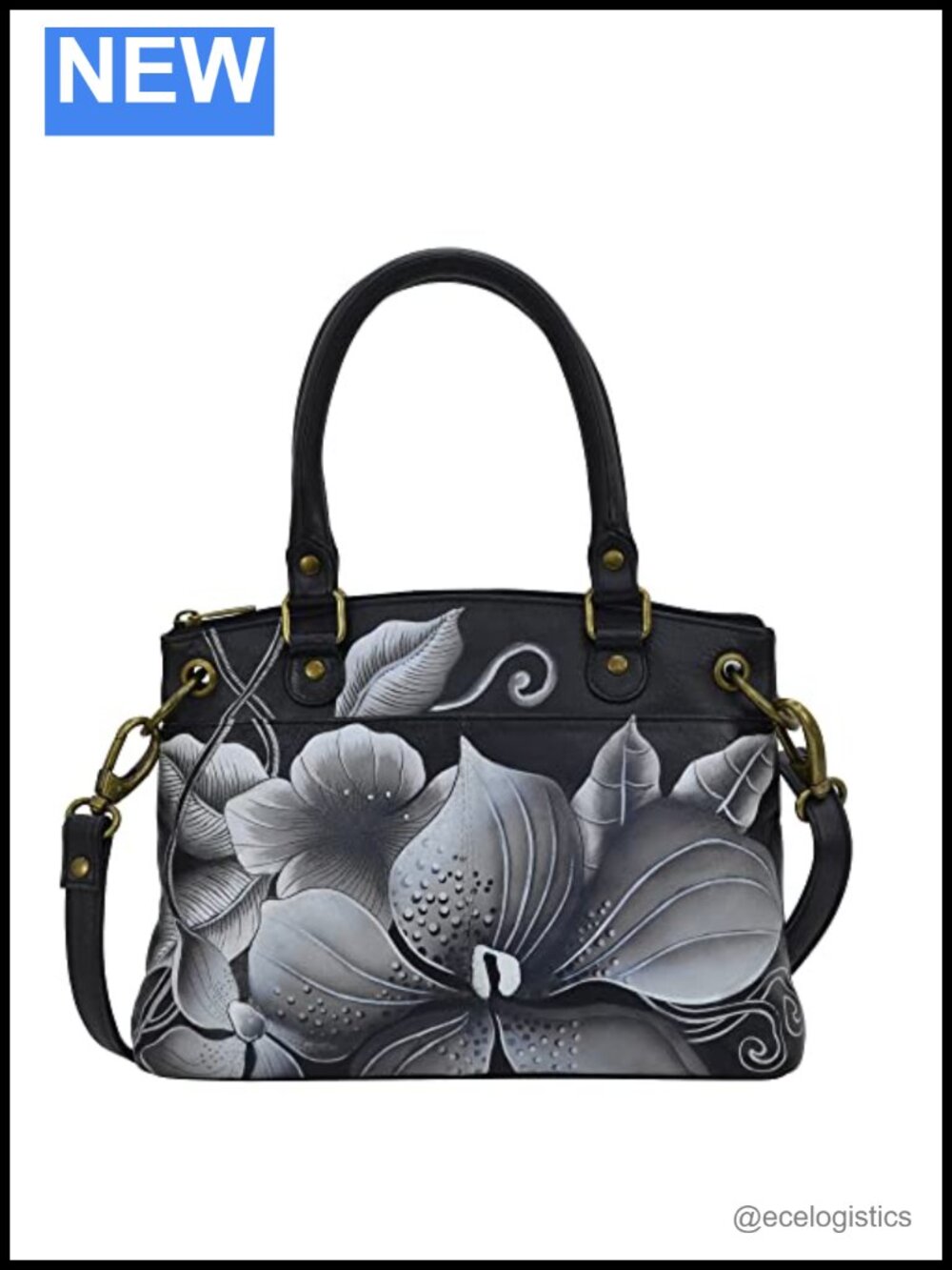 Hand-Painted Genuine Leather Small Satchel - Women's Artisan Handbag